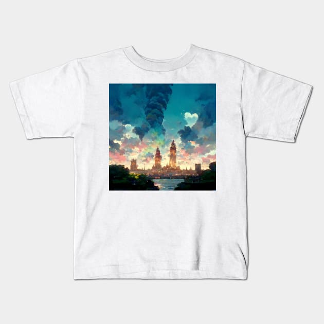 London based colorful painting Kids T-Shirt by Classical